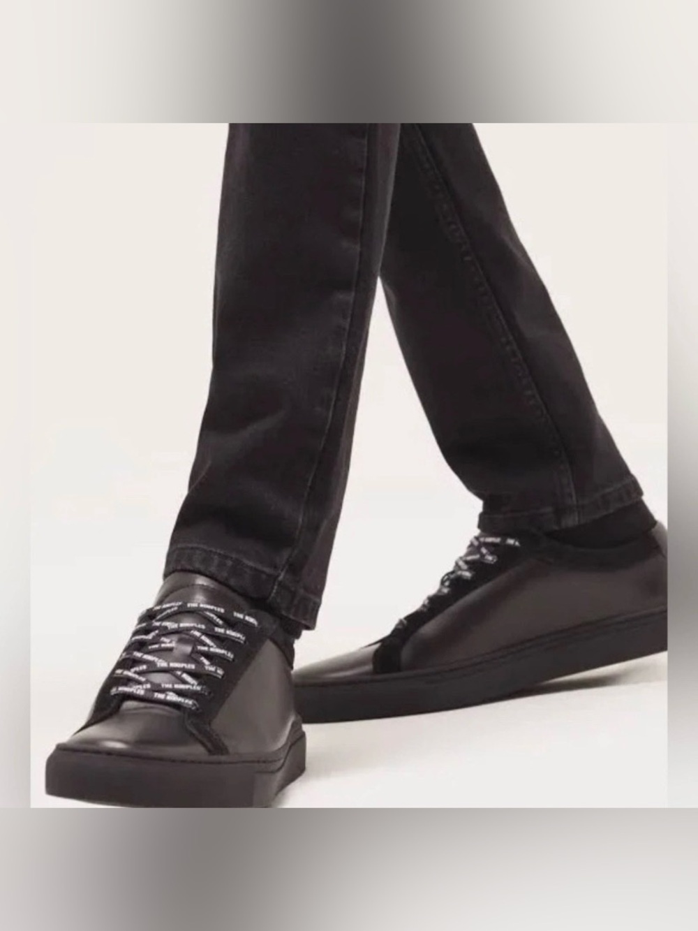 The Kooples Black Leather Low-Top Athletic Sneakers